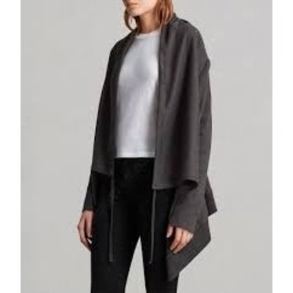 All Saints NWOT Gray Ivy Drape Jersey Cardigan Sweatshirt XS - Picture 8 of 12
